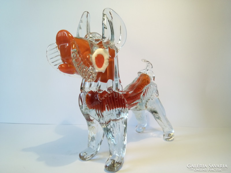 Nagy méretű muránói kutya üveg szobor