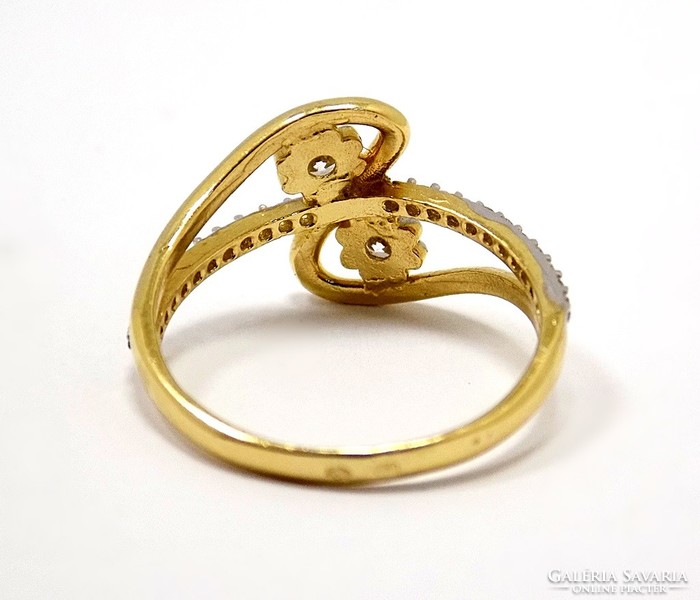 Gold ring with floral stones (zal-au92044)