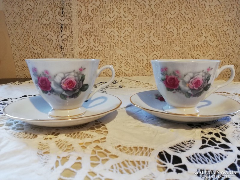 Old fine porcelain Chinese floral tea duo for sale 2 pcs!