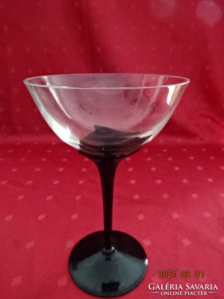 Smoke cocktail glass with black glass stem, height 18 cm. He has!