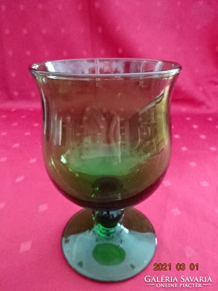 Green, glass beaker, height 13.5 cm. He has!