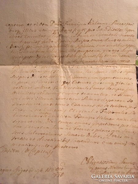 Mesterházy/1775 okt 15/ Zálogfelodáshoz való jogosultság.... Mesterházy nevű kapitány aláírásával 