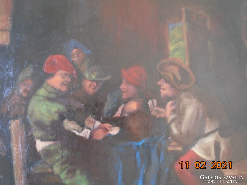 Ifjabb DAVID TERNIER (1601-1690) flamand barokk festő "Kártyajátékosok"