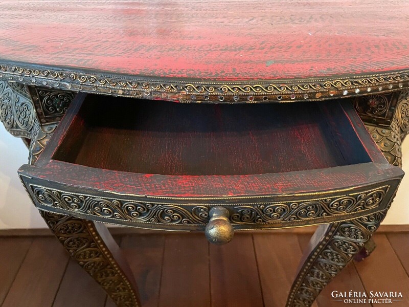 Indonesian needlework wood, decorative console table 100x50x78 cm high