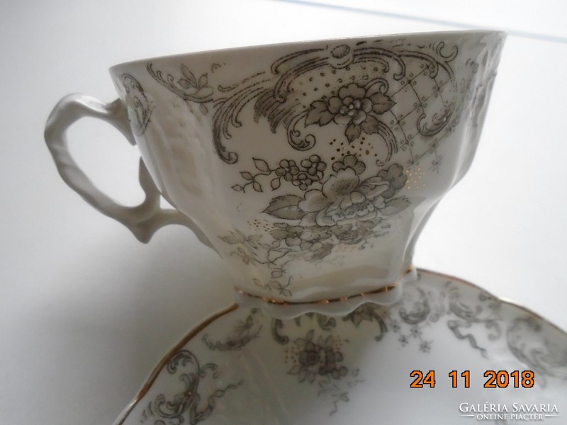 19.Sz imperial hand-numbered embossed baroque tea cup with coaster