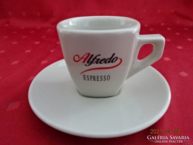 German porcelain coffee cup + placemat with alfredo espresso inscription. He has!