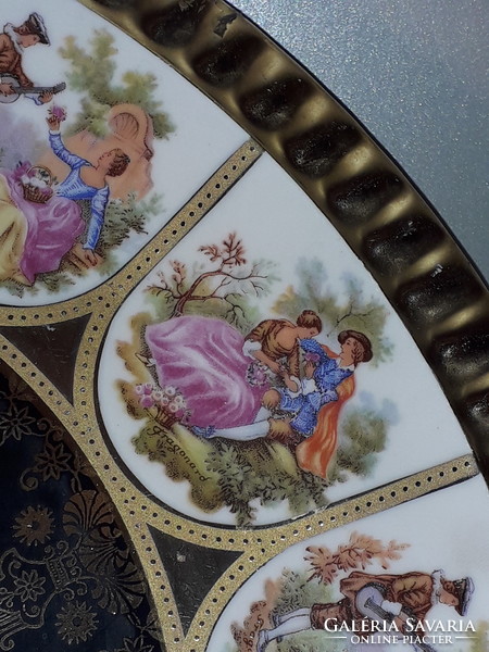 Porcelán Bareuther Waldsassen Bavaria Német fragonard festett dísz tál tányér