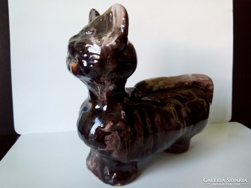 Nagy méretű nehéz egyedi  kerámia cica macska szobor