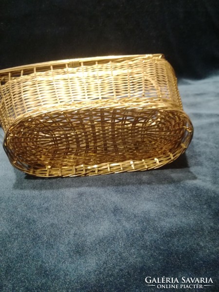 Woven silver-plated metal drink serving basket