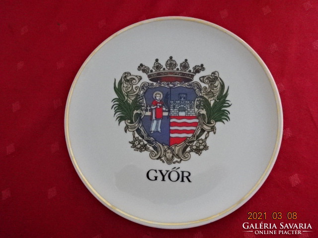 Hollóház porcelain wall plate with the coat of arms of Győr, diameter 20 cm. He has!