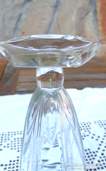 Antique, stemmed, thick-walled, heavy, 6 cm polished 18 cm high, Bieder glass vase, glass