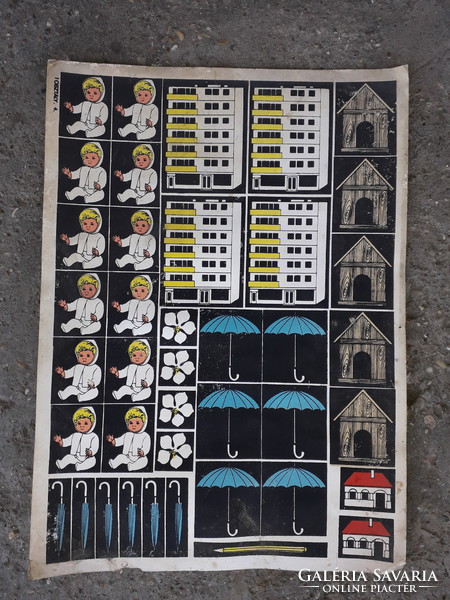 Vintage  általános iskolai szemléltető oktató tábla vastag karton táblák 69 cm x 50 cm