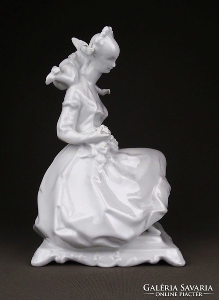 1D574 Herendi porcelán nő figura tavasz puttóval 23.5 cm