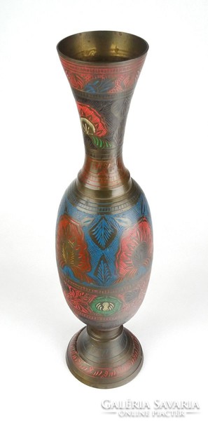 1D514 Színes festett sérült indiai réz váza 39.5 cm