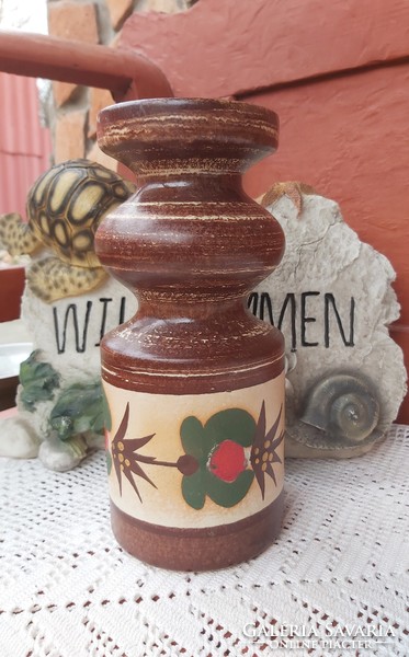 Web haldensleben retro brown patterned german ceramic vase, nostalgia piece mid century
