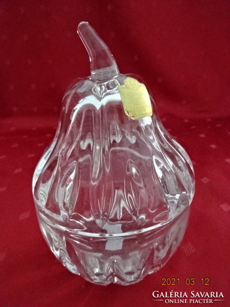 Lead crystal glass sugar holder, pear shaped, height 13.5 cm. He has!