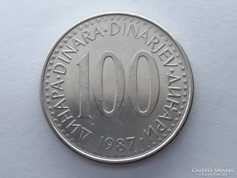 Jugoszlávia 100 Dínár 1987 - Jugoszláv 100 Dinara (dinarjev) 1987 külföldi pénz, érme
