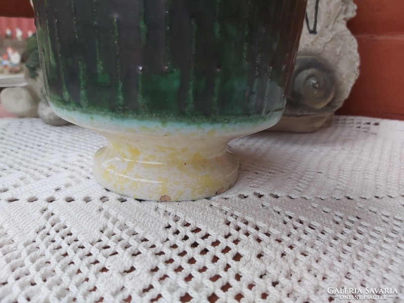 Retro német zöldes sárga  kerámia váza , nosztalgia Veb Haldensleben?