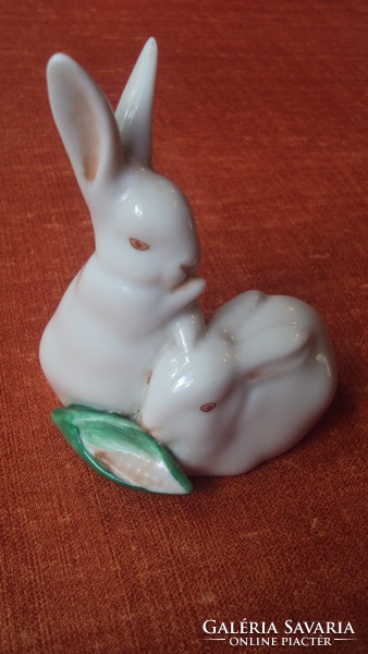 Herend porcelain, hand-painted pair of bunnies, old mark. /1944/