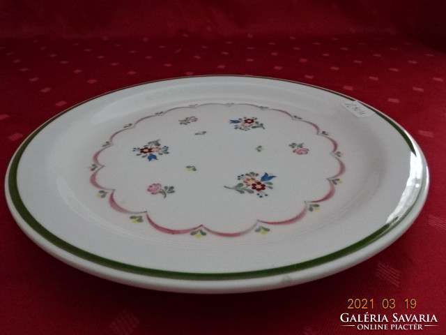 Greek porcelain, spring floral, green-edged flat plate, six pieces, diameter 21.5 cm. He has!