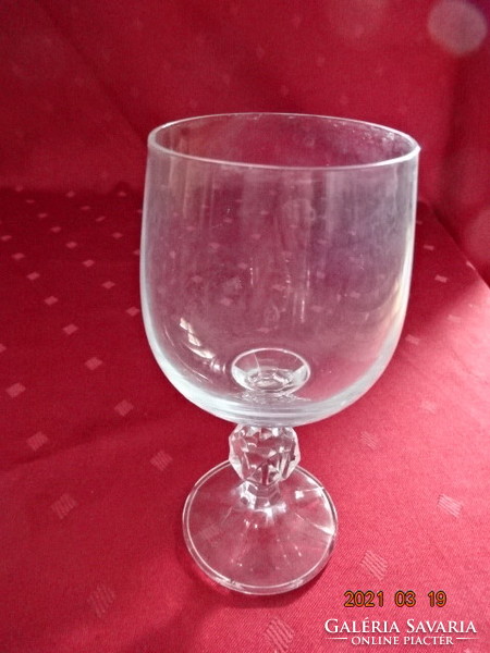 Crystal glass with base, polished sphere on the stem, height 14.5 cm. He has!