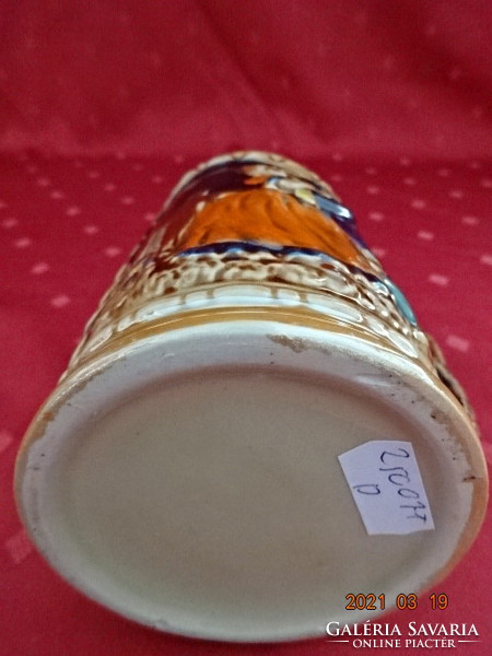 Glazed ceramic jug, 14 cm high, diameter 7 cm. He has!