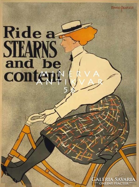 Női kerékpár bicikli reklám plakát Stearns hölgyeknek E. Penfield 1896 Vintage/antik plakát reprint