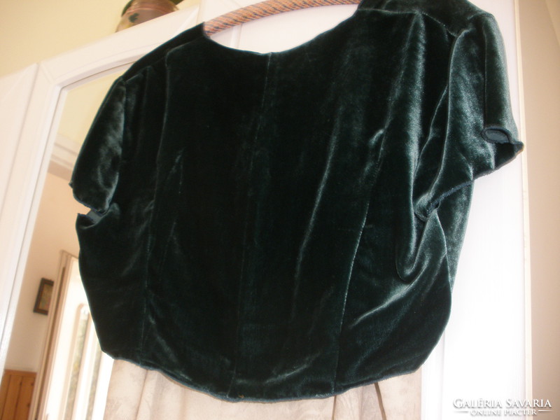 Sötétzöld selyem-bársony boleró