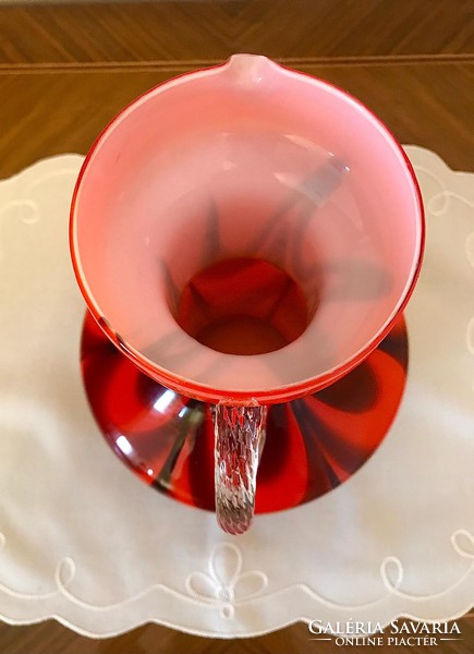 Carlo Moretti Impozáns rétegelt üveg váza, csodálatos tüzes vörös-fekete