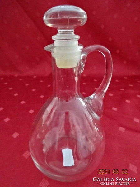 Small glass jug with stopper, height 15.5 cm. He has!