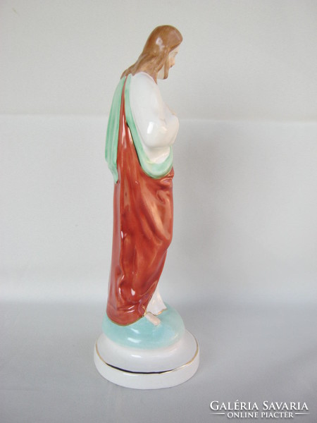 Magyar jelzett porcelán Jézus szobor 27 cm