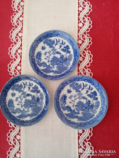 Keleti / kínai  kék fehér tojáshéj  porcelán  teás csésze alj  3db  - Willow minta / fűzike madár