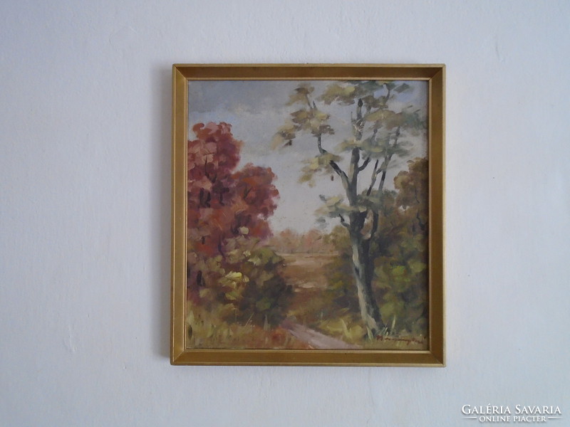 Mutatós őszi tájkép kisméretű festmény
