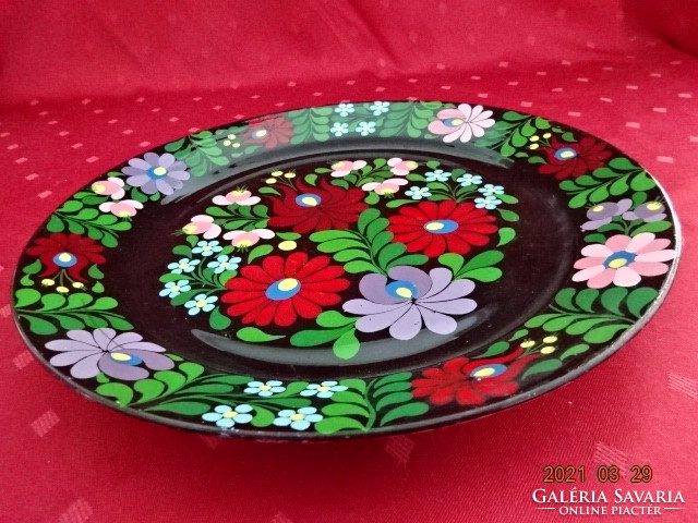 Lowland porcelain, folk art patterned flat plate, diameter 28.5 cm. He has!