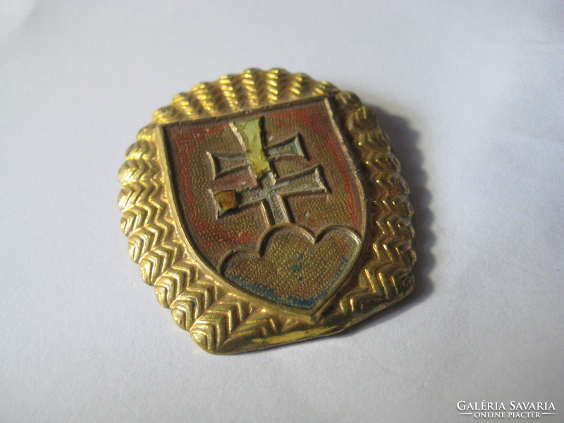 Old Hungarian cap badge, triple pile, with double cross 3.5 x 4 cm