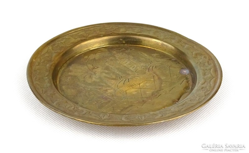 1D683 Antik keleti motívumos réz tányér 15 cm