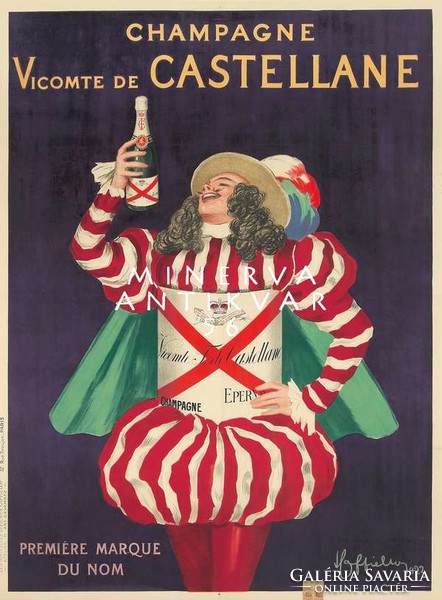 Vintage pezsgő szeszes ital alkohol hirdetés reklám plakát reprint nyomat nemes lovag csíkos ruha