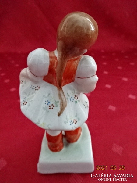 Bodrogkeresztúri ritka  porcelán figura, néptáncos kislány, magassága 10 cm. Vanneki! Jókai
