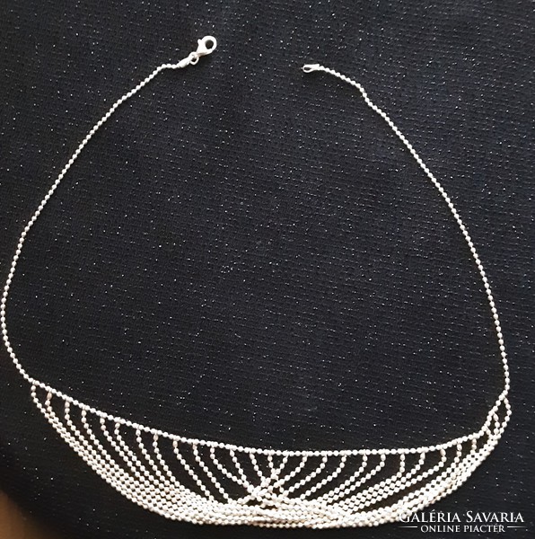 Antique silver(925)necklace, 42cm, marked, elegant,flawless unique piece made of wonderful spheres