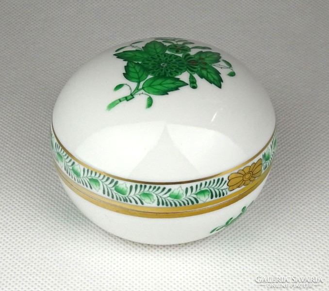 1D727 Zöld Apponyi mintás Herendi porcelán bonbonier
