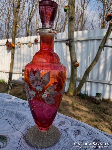 Színes kézi festésű díszítésű likörős üveg