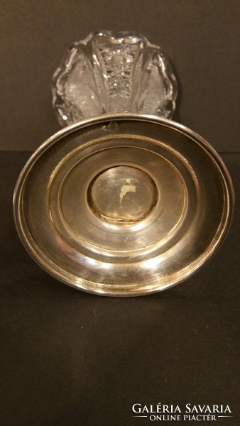 Crystal vase with silver base, polished crystal vase