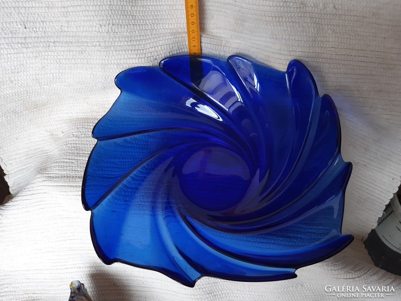 Blue decorative glass bowl, centerpiece