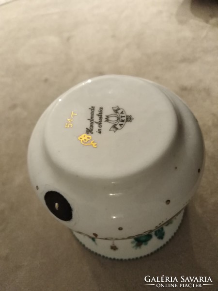 Miniatűr, kézzel festett, zománcozott váza