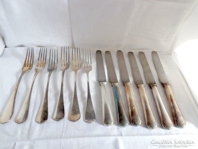Christofle silver plated 6 knives 6 forks 1870-1930, marked