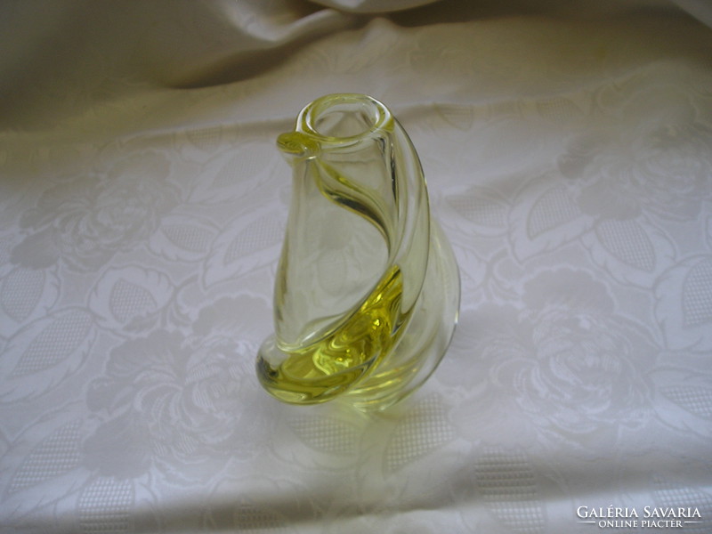 Bohemia  vastagfalu sárga váza