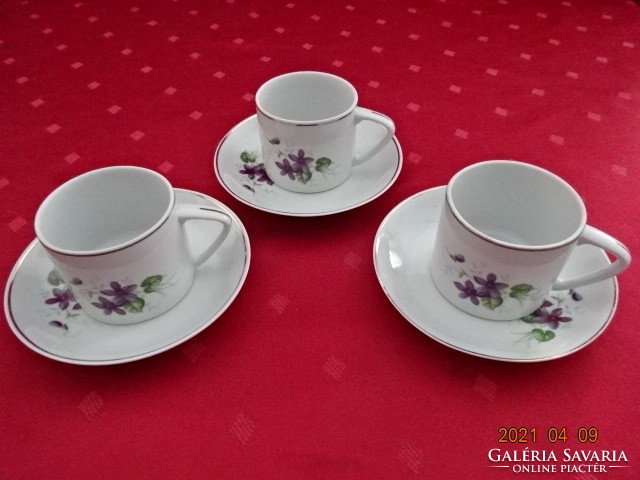 Hollóház porcelain, violet pattern coffee cup + placemat. He has!