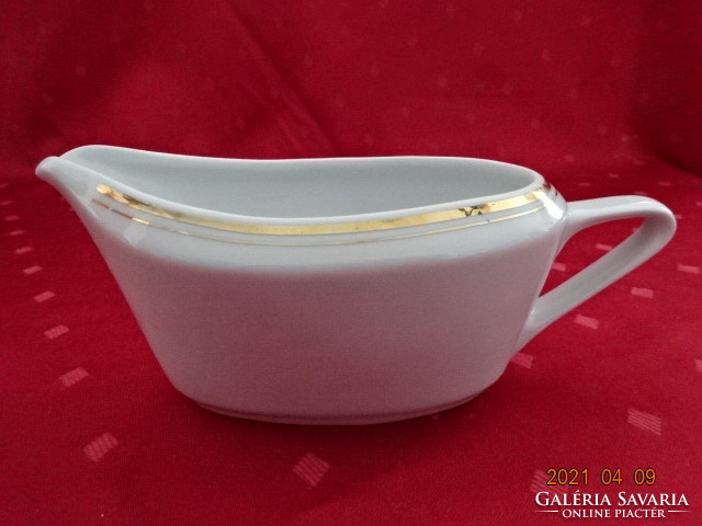 Lowland porcelain, bowl with sauce and gold border, length 19 cm. He has!