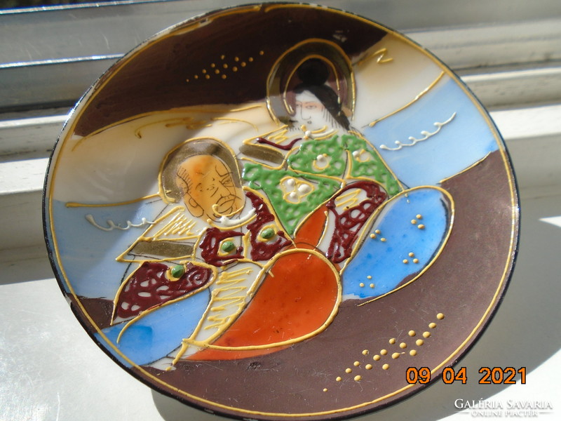 Satsuma moriage hand painted custom eggshell coffee cup with saucer, can and rakan pattern