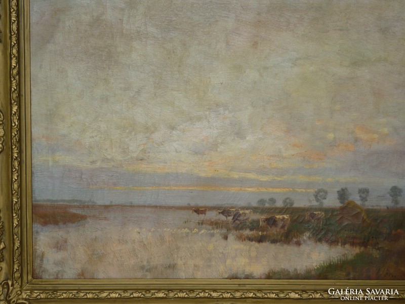 Eladó Olgyay Ferenc: Tehenek vízparton olajvászon festménye
